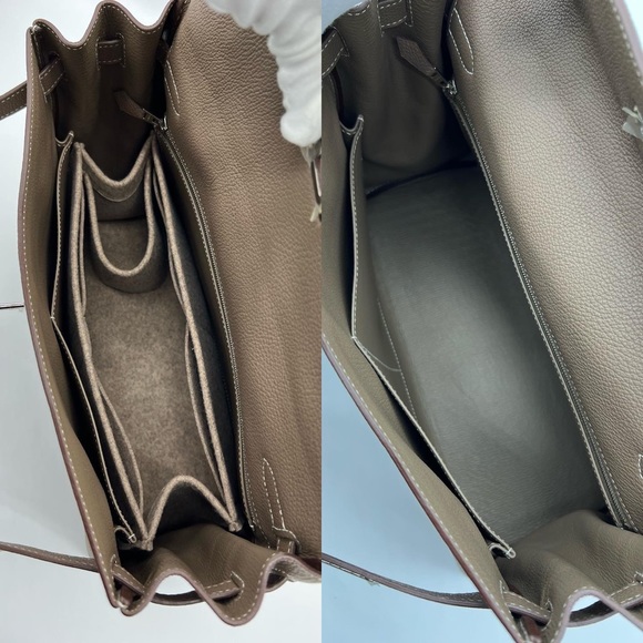 Authentic Hermès Togo Retourne Kelly 35 in Etoupe - Picture 10 of 11